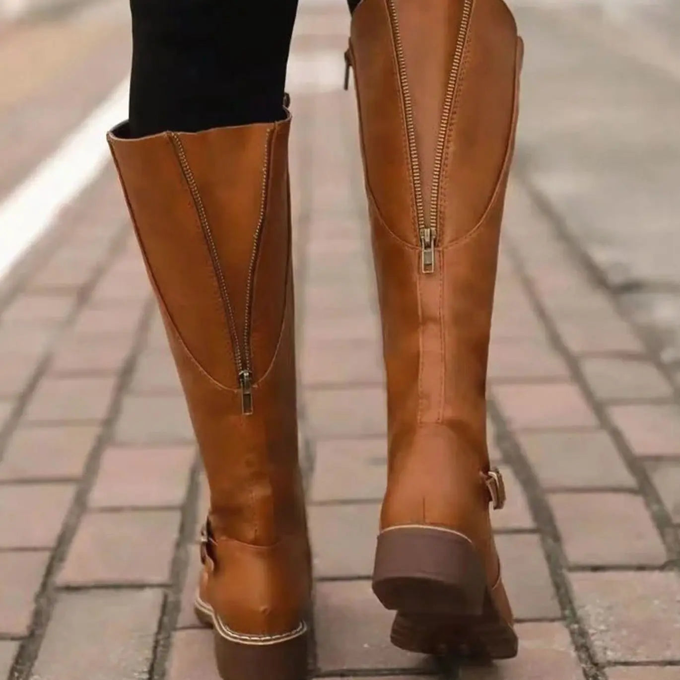Women's Orthopedic Knee-High Buckle Leather Boots