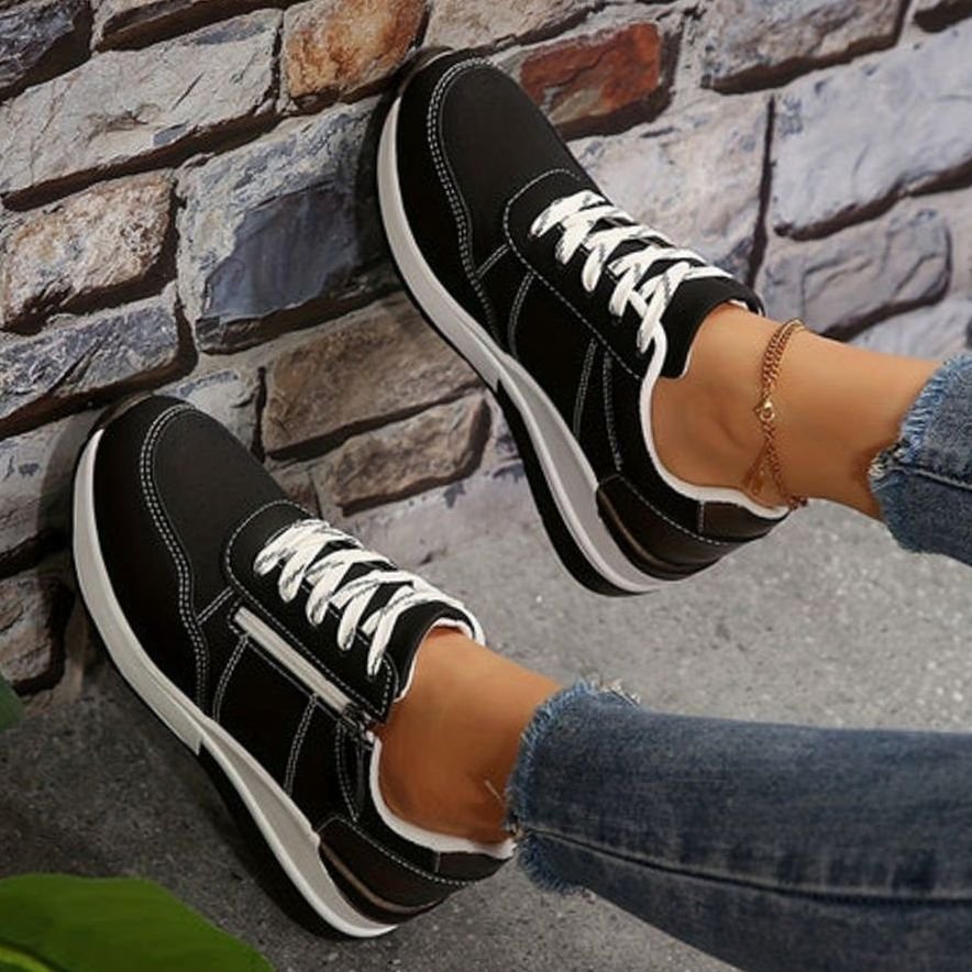 Women's Orthopedic Lace-Up Side-Zip Platform Trainers
