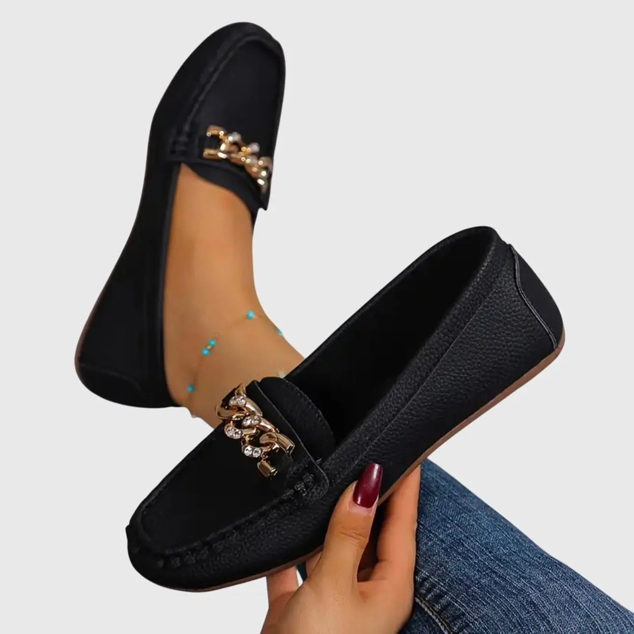 Women's Orthopedic Loafers Chain Detail Slip-On Comfort