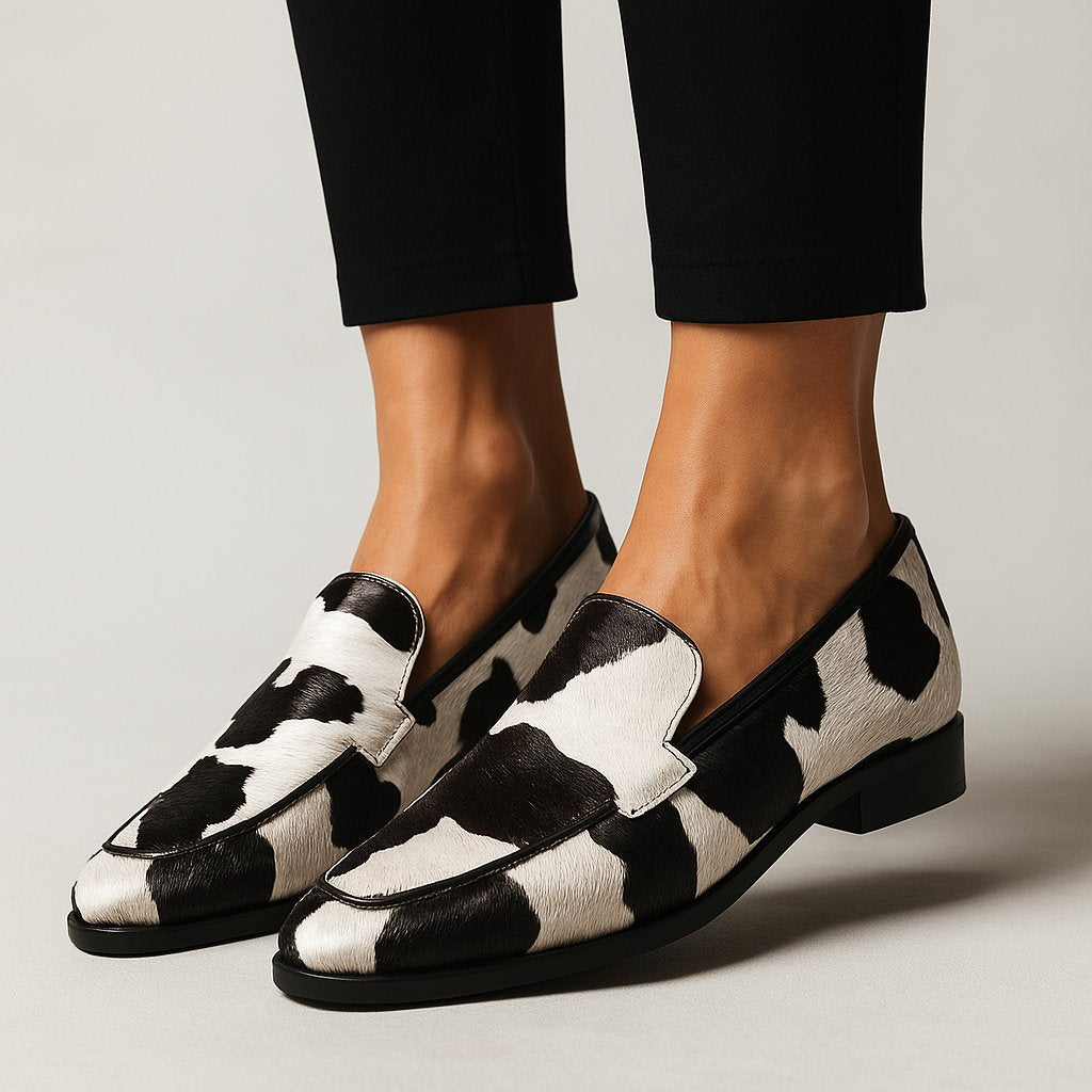 Women's Orthopedic Loafers Cow Print Pointed Toe