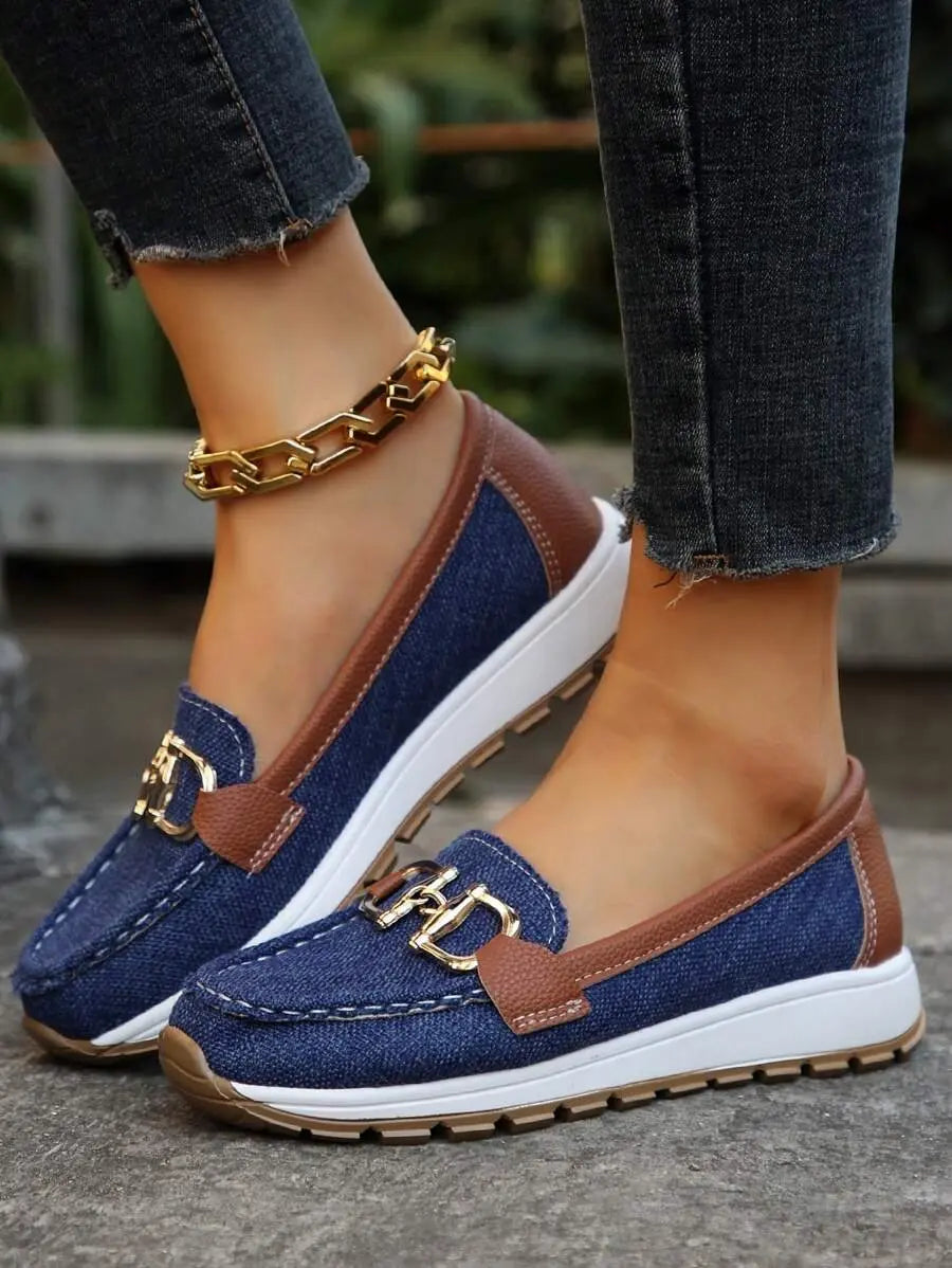 Women's Orthopedic Loafers Non-Slip Comfort Casual - Navy