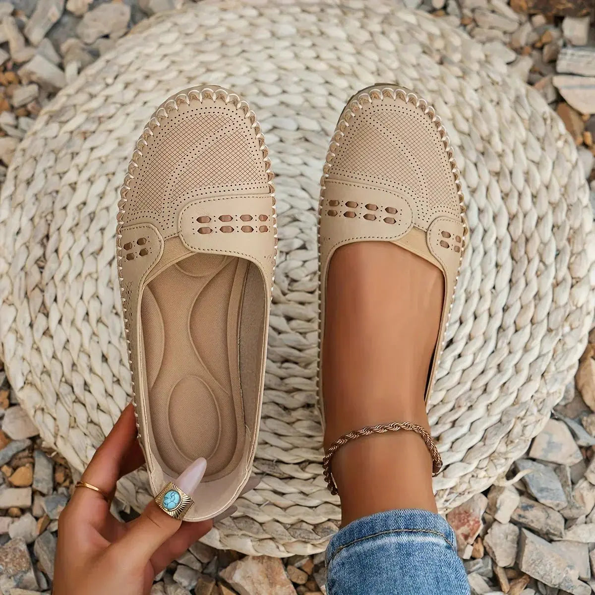 Women's Orthopedic Loafers Slip-On Comfort Breathable - Beige