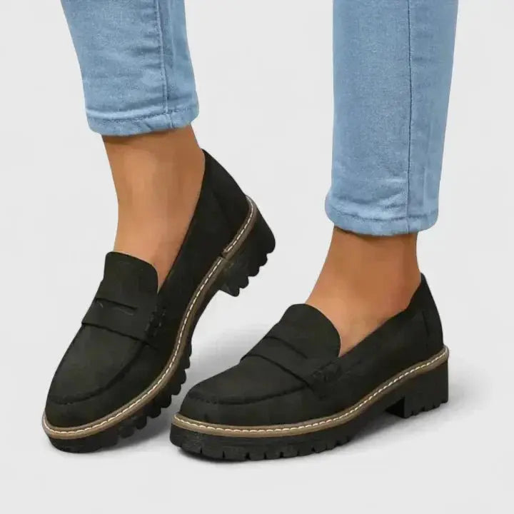 Women's Orthopedic Loafers Slip-On Comfort Cushioned - Black