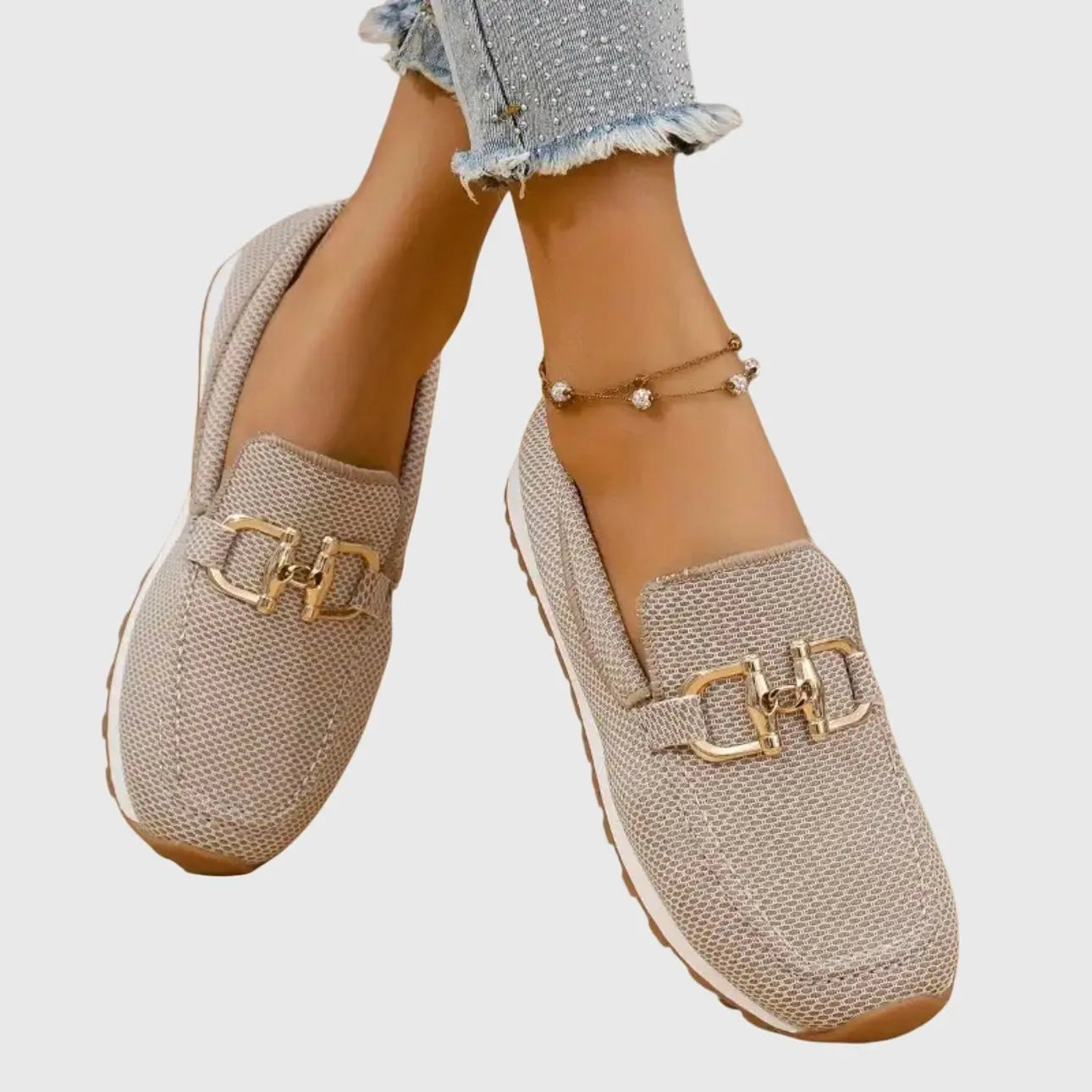 Women's Orthopedic Loafers Slip-On Comfort Gold Hardware
