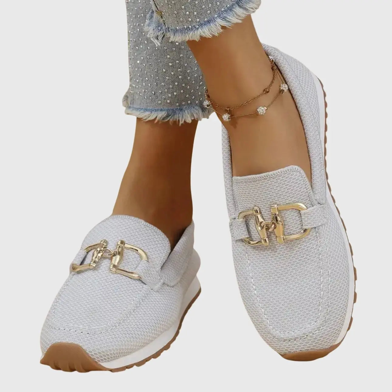 Women's Orthopedic Loafers Slip-On Comfort Gold Hardware