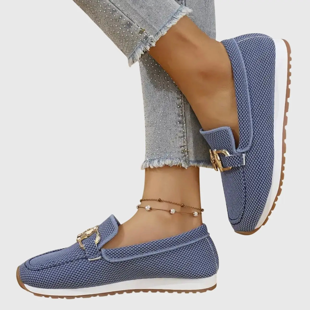 Women's Orthopedic Loafers Slip-On Comfort Gold Hardware