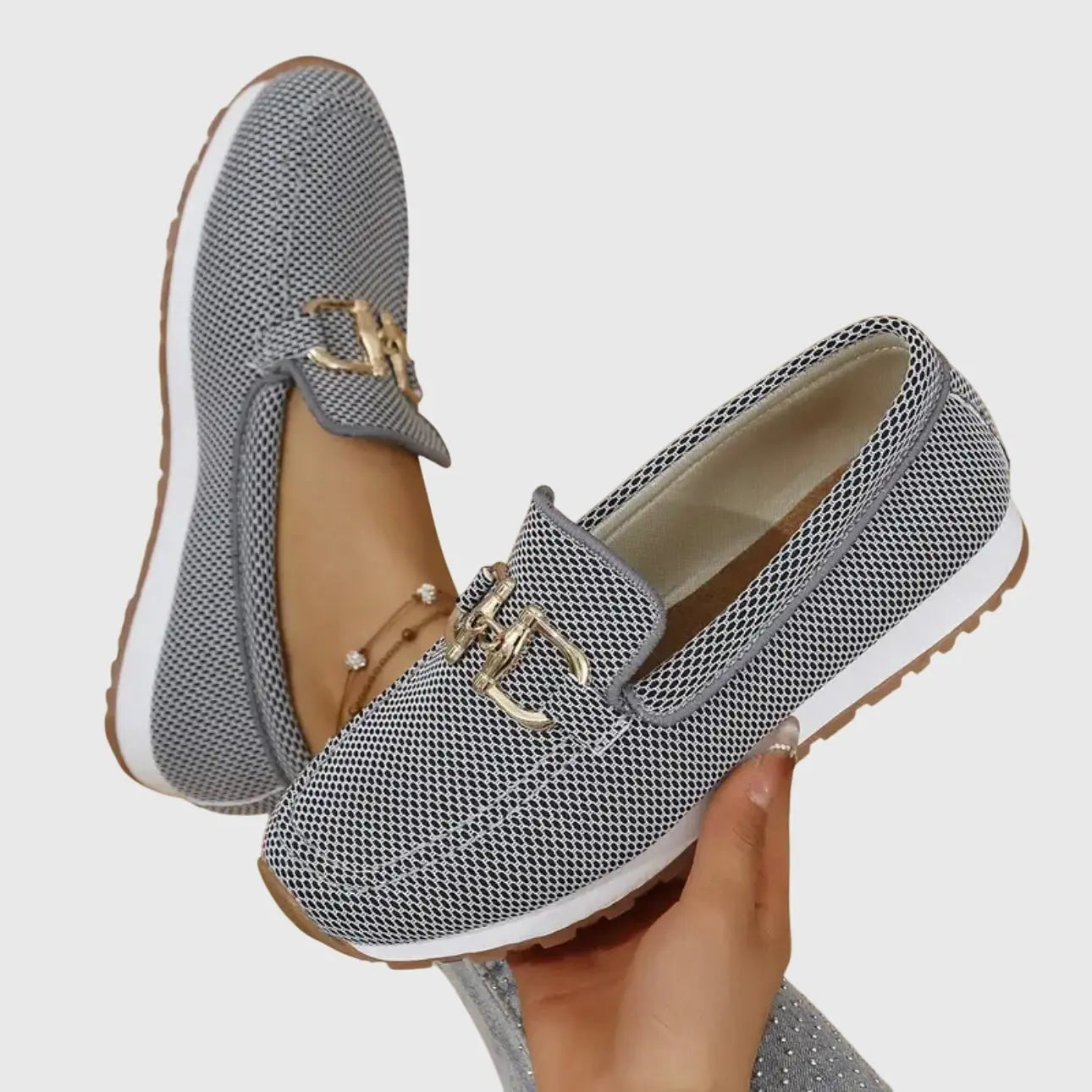 Women's Orthopedic Loafers Slip-On Comfort Gold Hardware