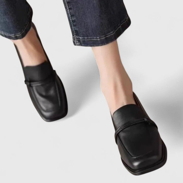 Women's Orthopedic Loafers Slip-On Square Toe - Black