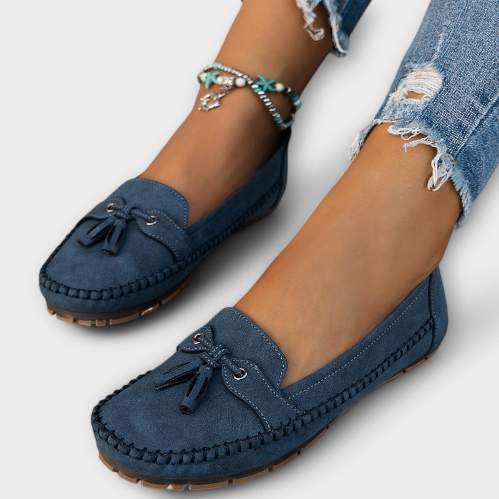 Women's Orthopedic Loafers Slip-On Tassel - Blue