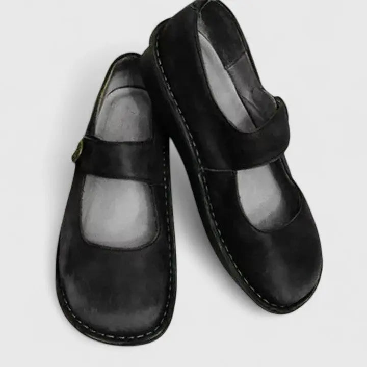 Women's Orthopedic Mary Jane Shoes Adjustable Strap Comfort - Black