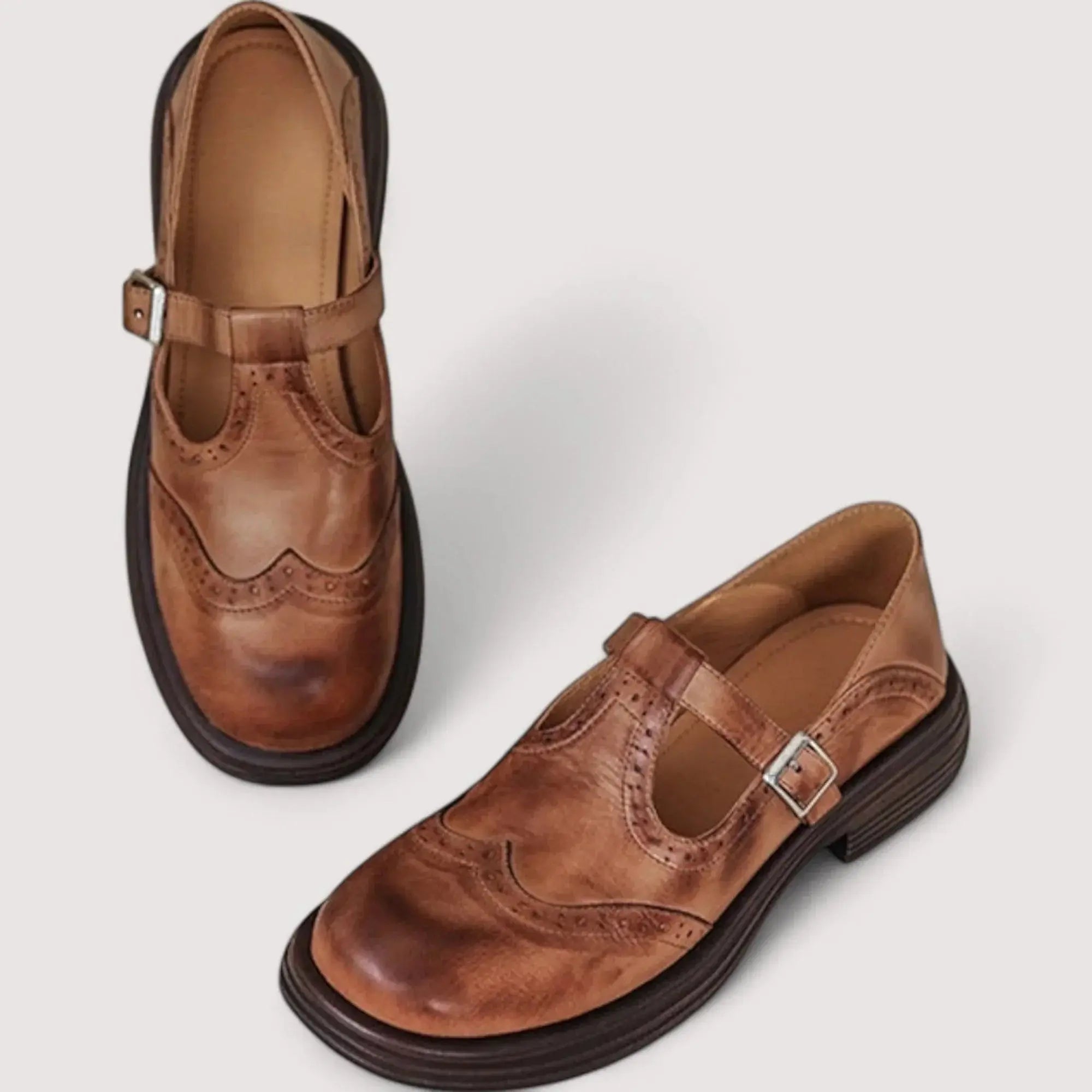 Women's Orthopedic Mary Jane Shoes T-Bar Leather Comfort