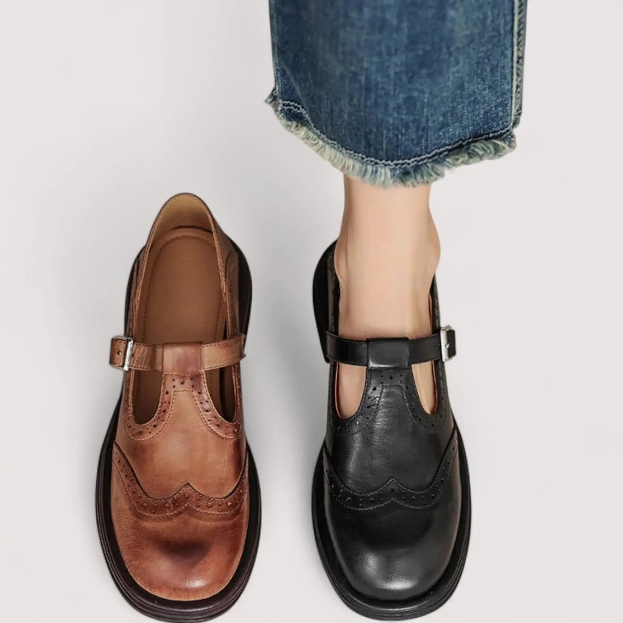Women's Orthopedic Mary Jane Shoes T-Bar Leather Comfort