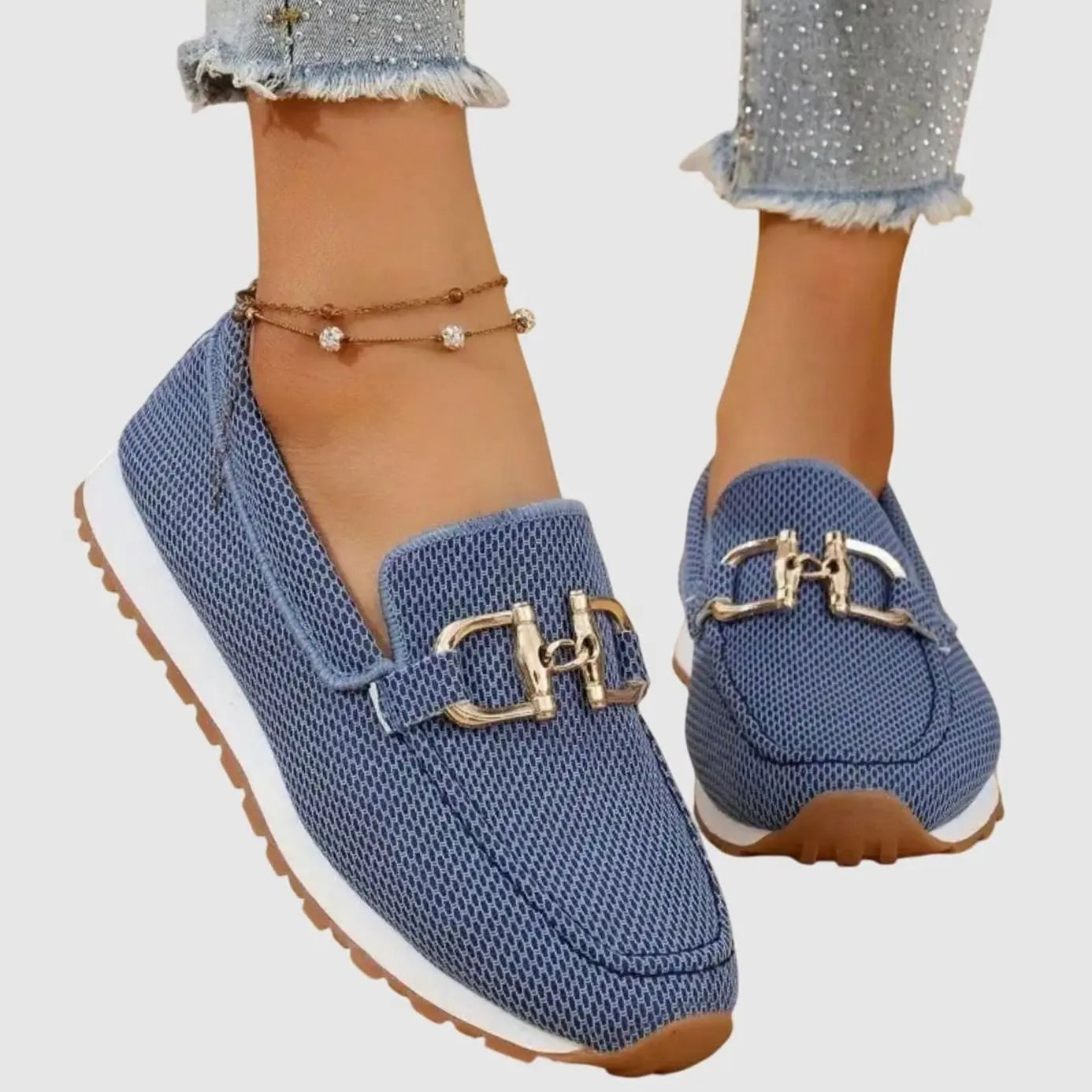 Women's Orthopedic Memory-Foam Slip-On Loafer Trainers - Blue