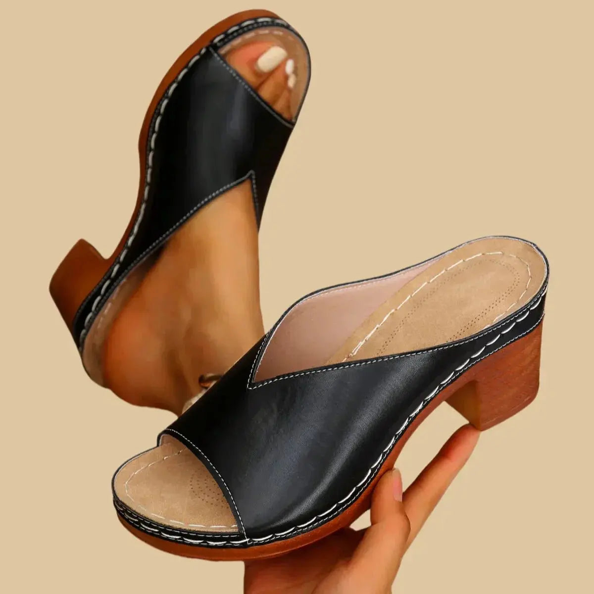 Women's Orthopedic Sandals Block Heel Open Toe Slip-On