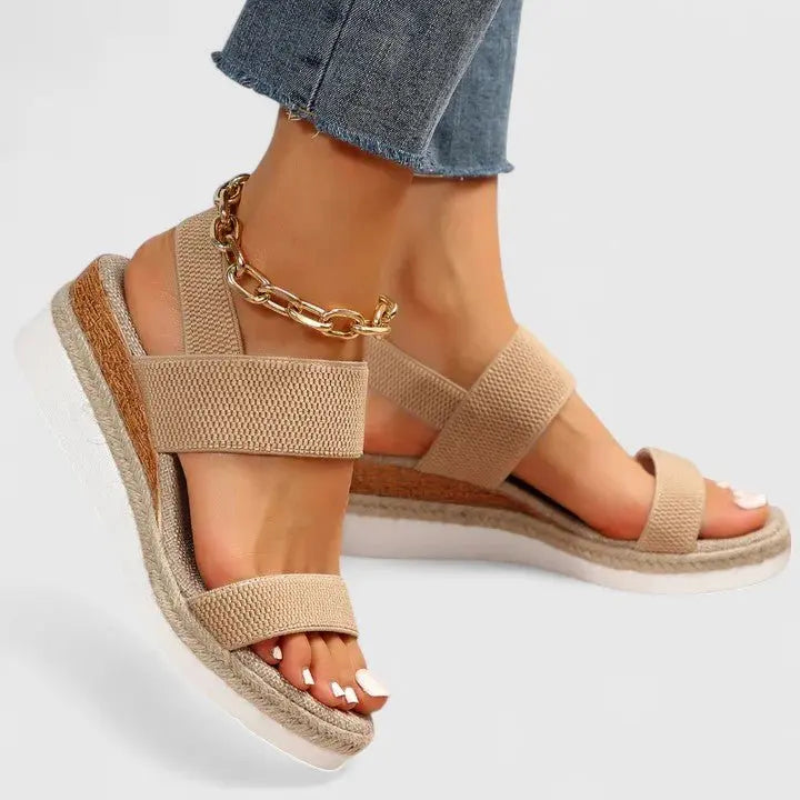 Women's Orthopedic Sandals Espadrille Wedge Platform - Brown