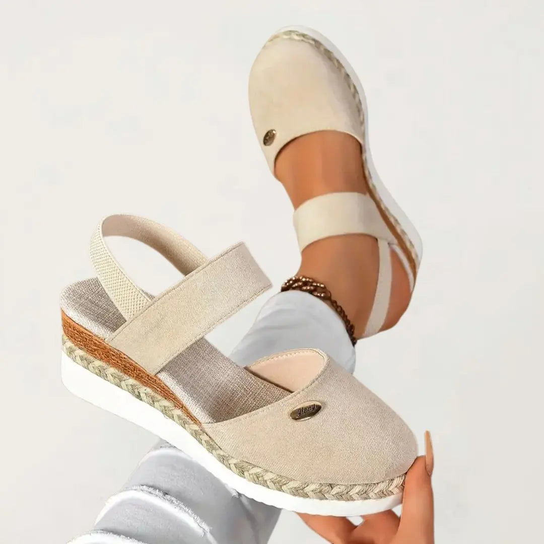 Women's Orthopedic Sandals Slip-On Platform Comfort - Beige
