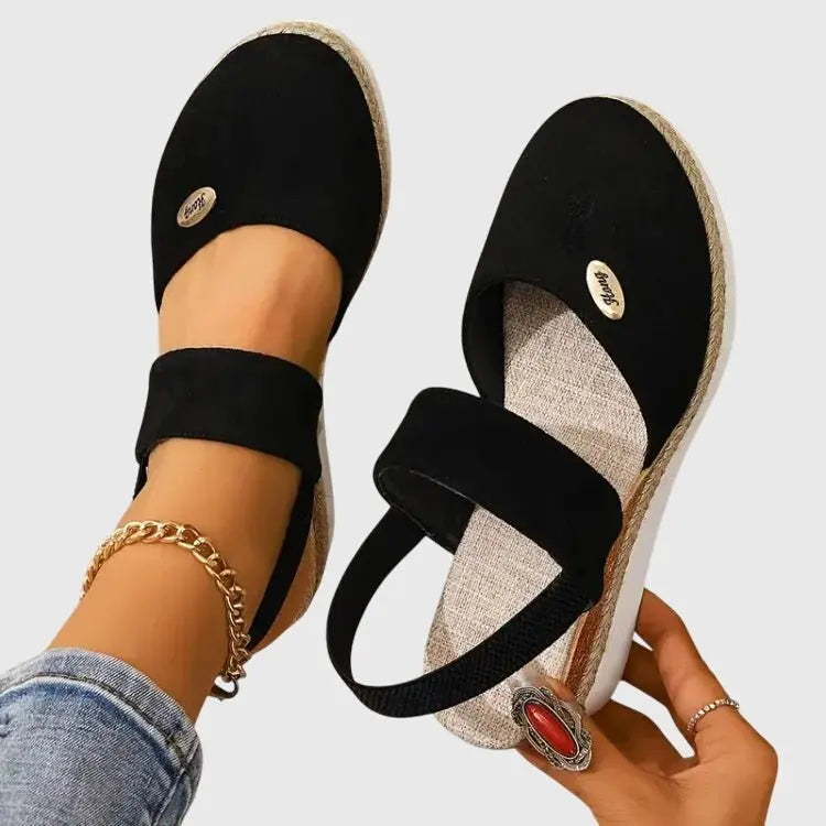 Women's Orthopedic Sandals Slip-On Platform Comfort - Black