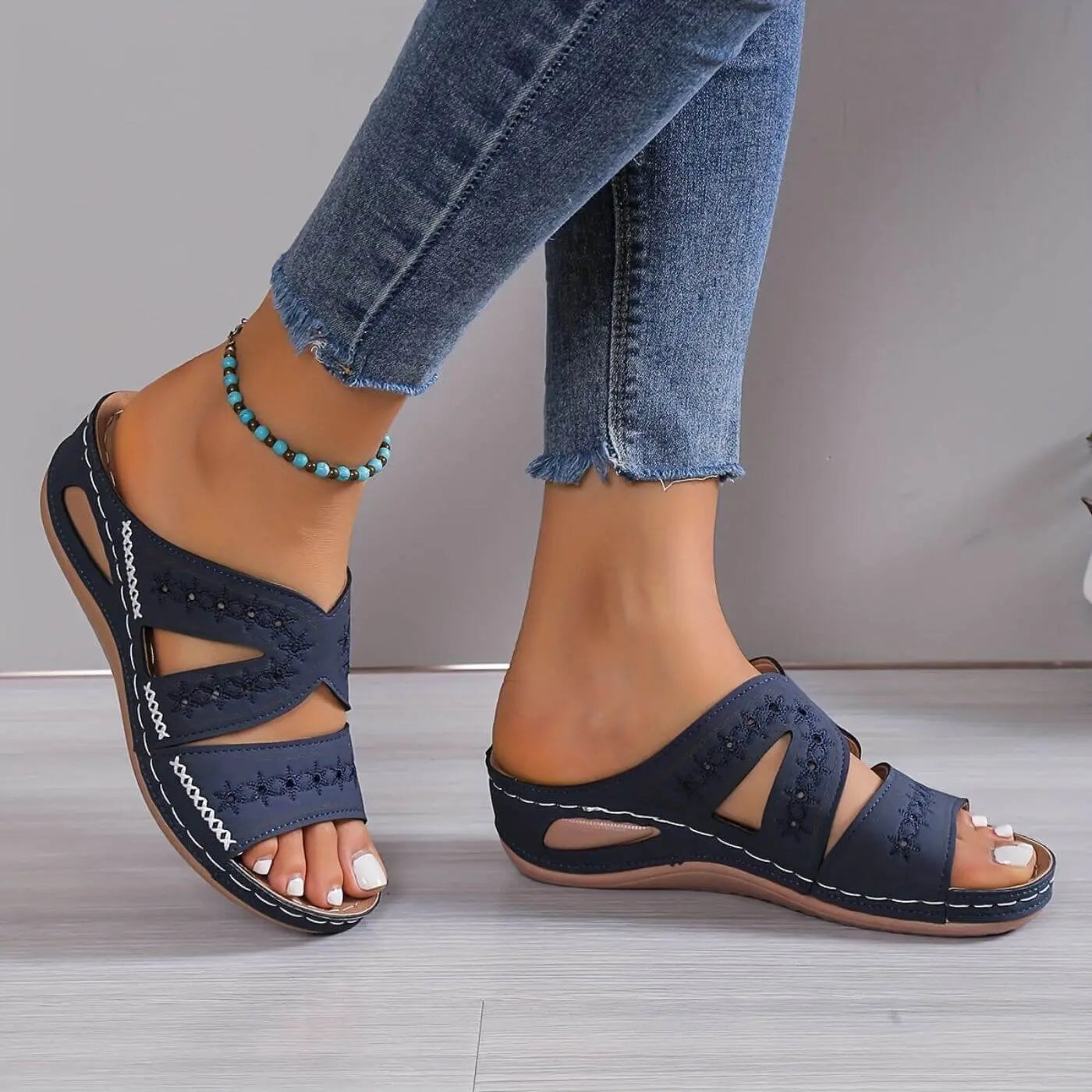Women's Orthopedic Sandals Slip-Resistant Comfort Footbed - Blue