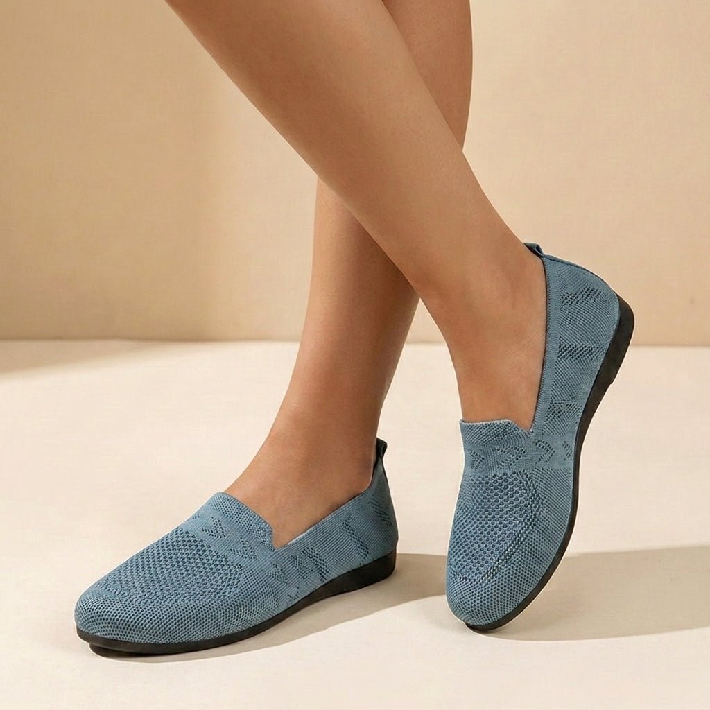 Women's Orthopedic Slip-On Knit Flats Round Toe - Light Blue