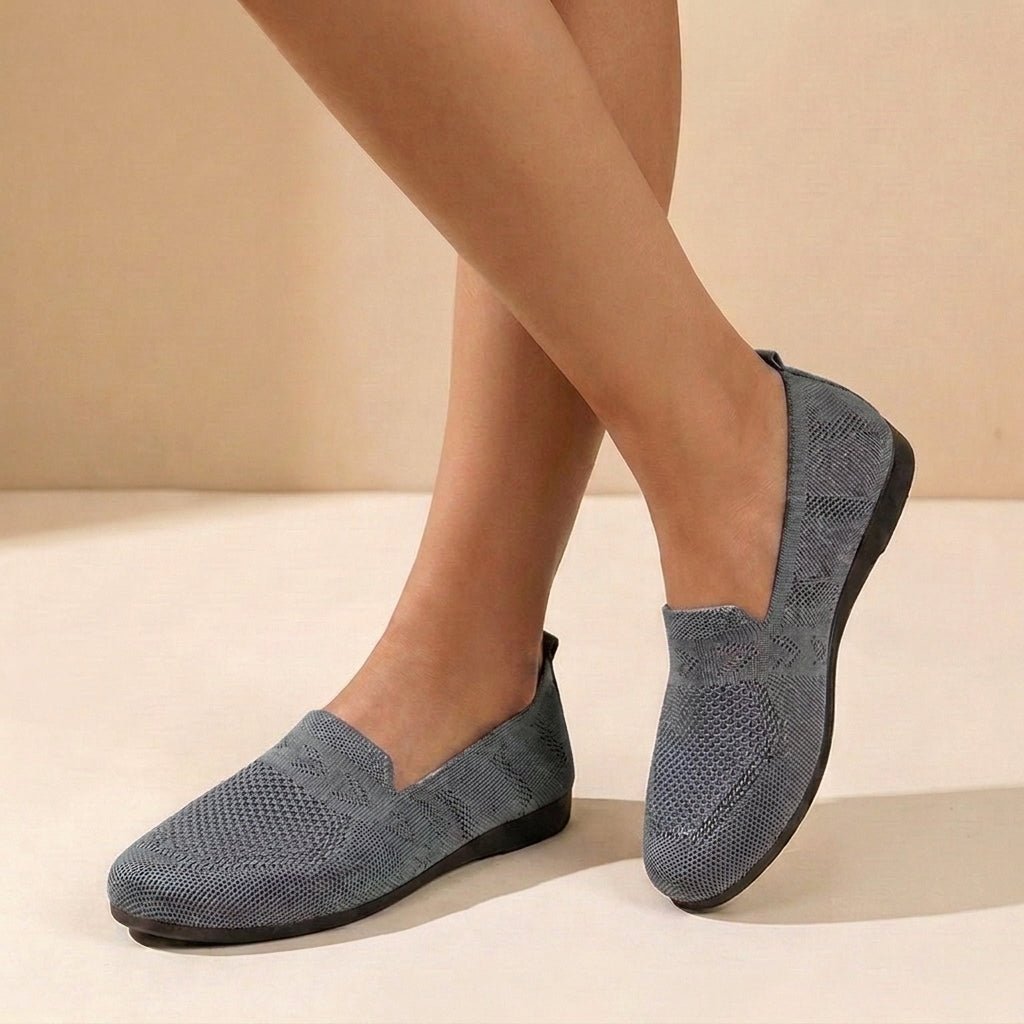 Women's Orthopedic Slip-On Knit Flats Round Toe - Dark Grey
