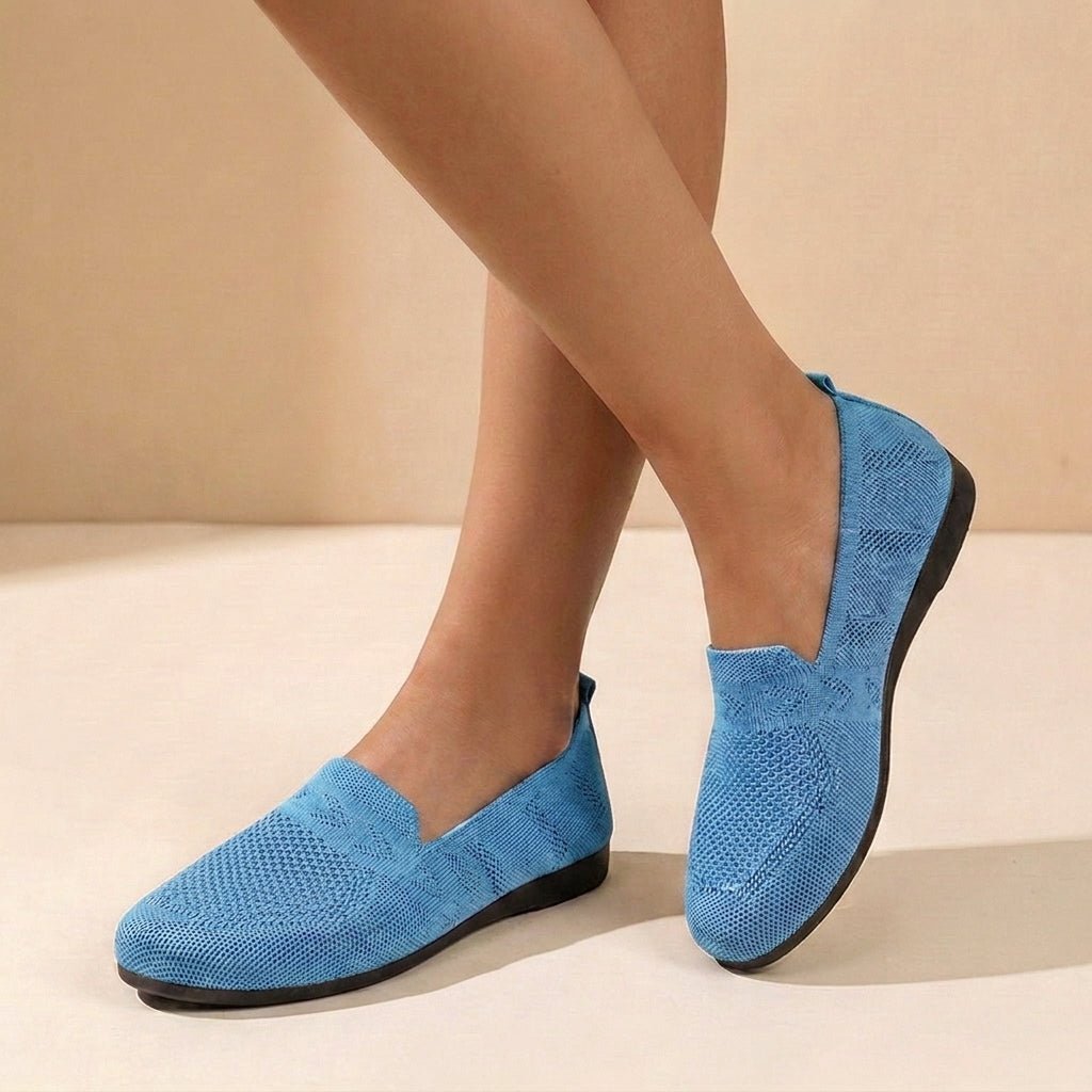 Women's Orthopedic Slip-On Knit Flats Round Toe - Sky Blue