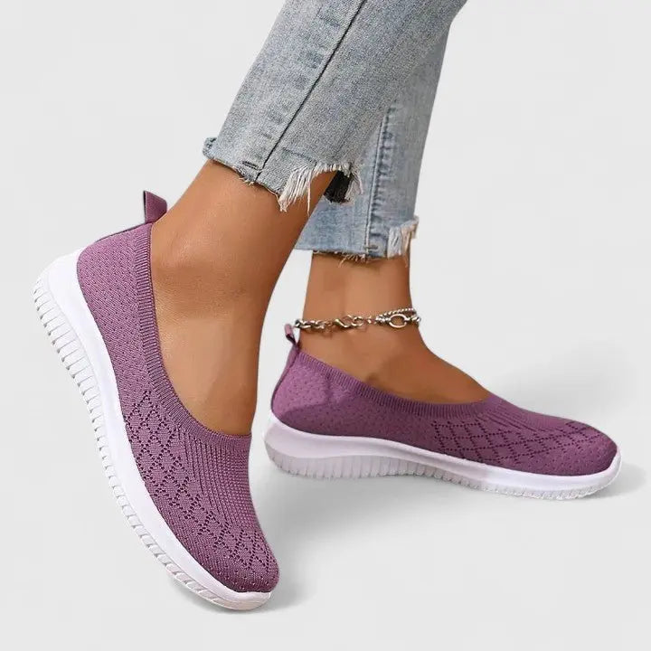 Women's Orthopedic Slip-On Trainers Breathable Knit - Purple