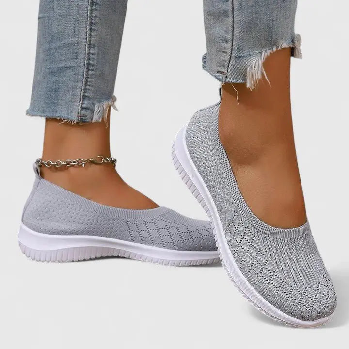 Women's Orthopedic Slip-On Trainers Breathable Knit - Gray