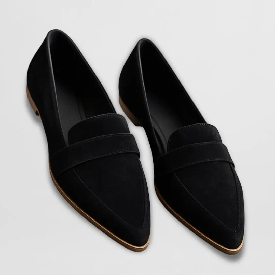 Women's Orthopedic Suede Loafers Slip-On Comfort - Black