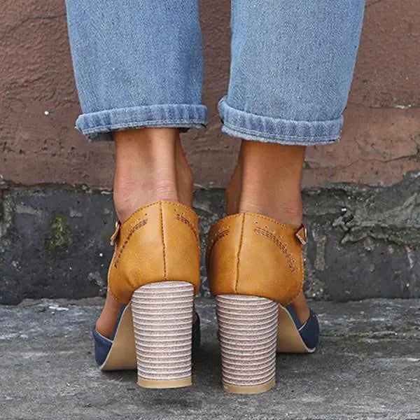 Women's Orthopedic T-Bar Heels Two Tone Comfort