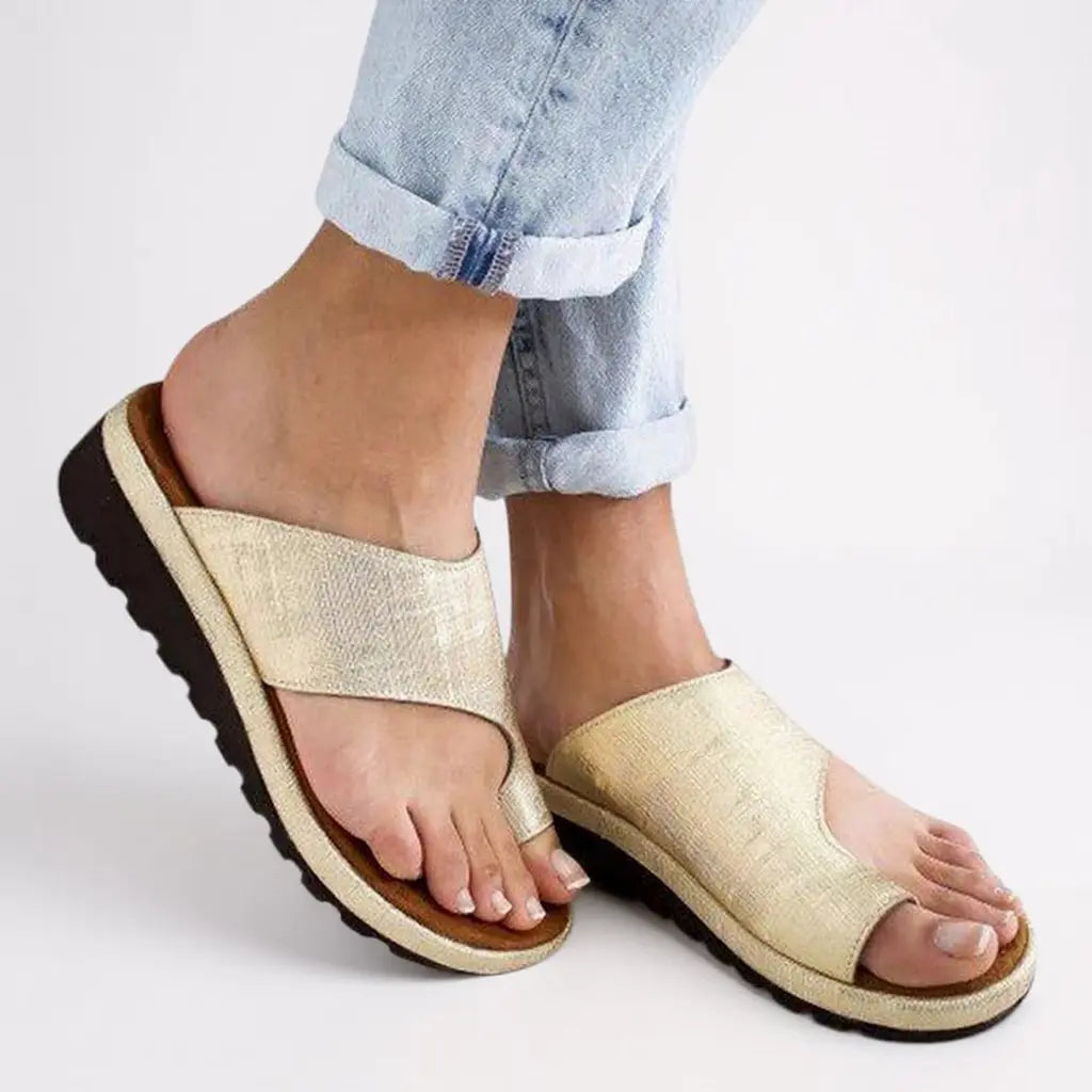Women's Orthopedic Toe Post Sandals Slip-On Summer - Gold