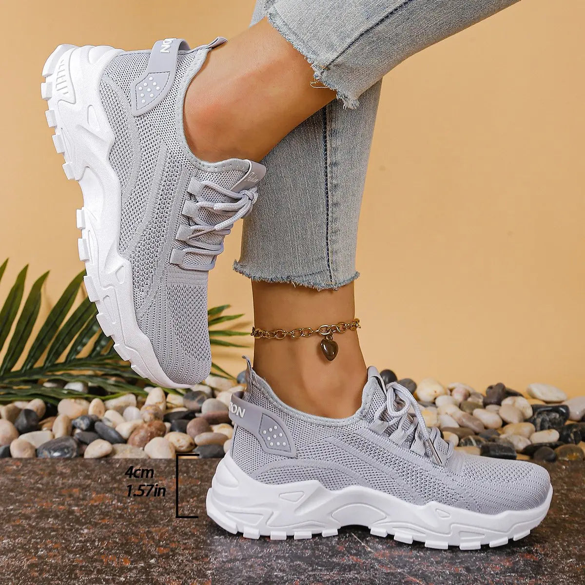 Women's Orthopedic Trainers Mesh Breathable Comfort Walking - Gray