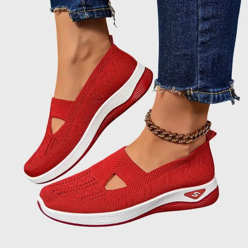 Women's Orthopedic Trainers Slip-On Breathable Mesh Comfort - Red