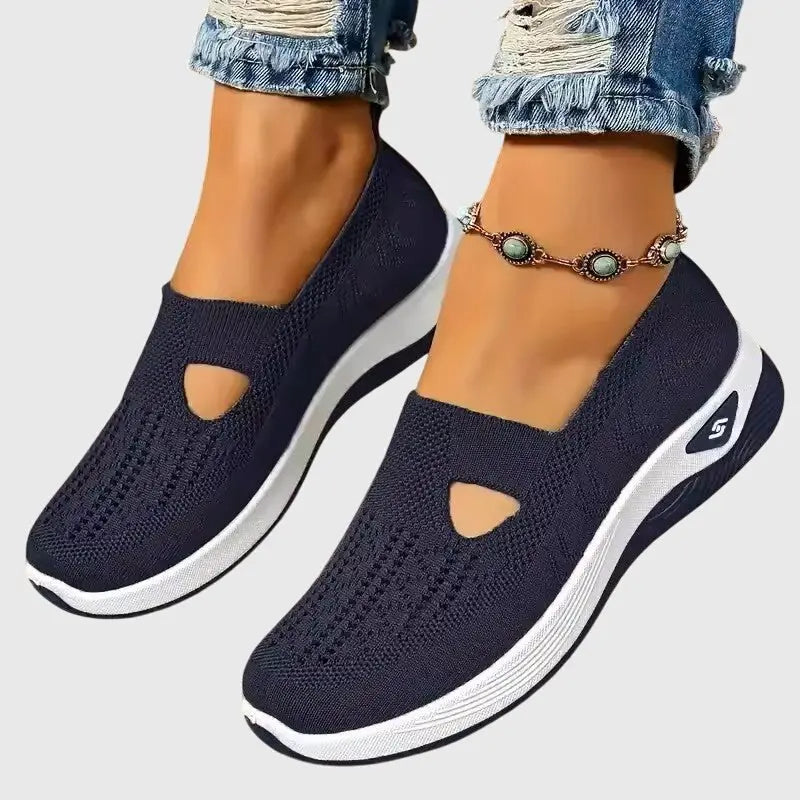 Women's Orthopedic Trainers Slip-On Breathable Mesh Comfort - Navy Blue