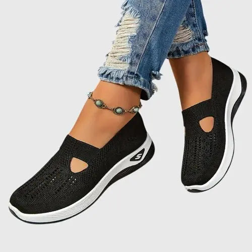Women's Orthopedic Trainers Slip-On Breathable Mesh Comfort - Black