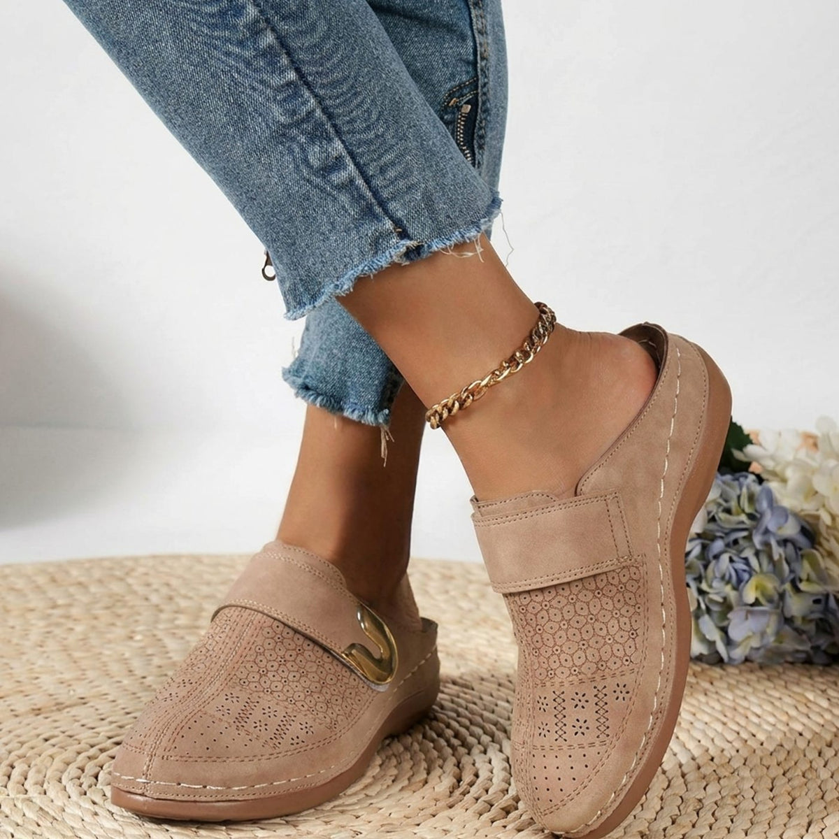 Women's Orthopedic Velcro Slip-On Mule Slippers
