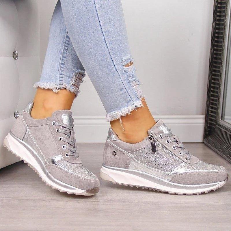 Women's Orthopedic Zip Trainers Rose Gold Comfort