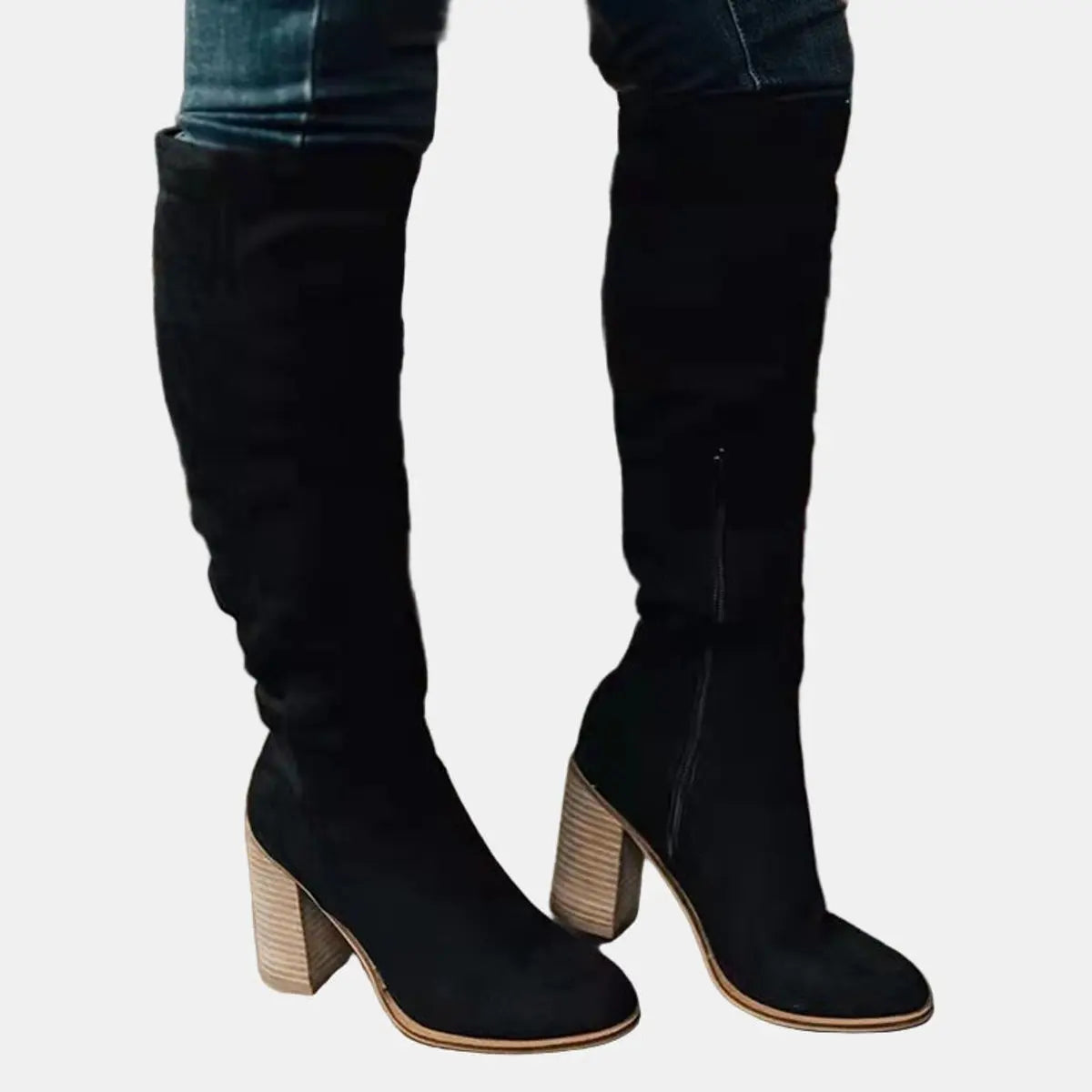 Women's Over-the-Knee Block Heel Ankle Boots Suede