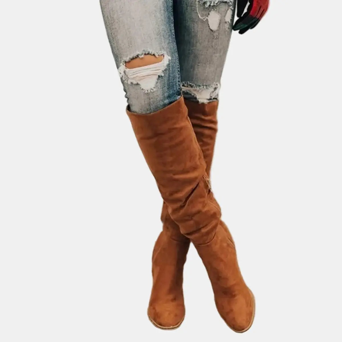 Women's Over-the-Knee Block Heel Ankle Boots Suede