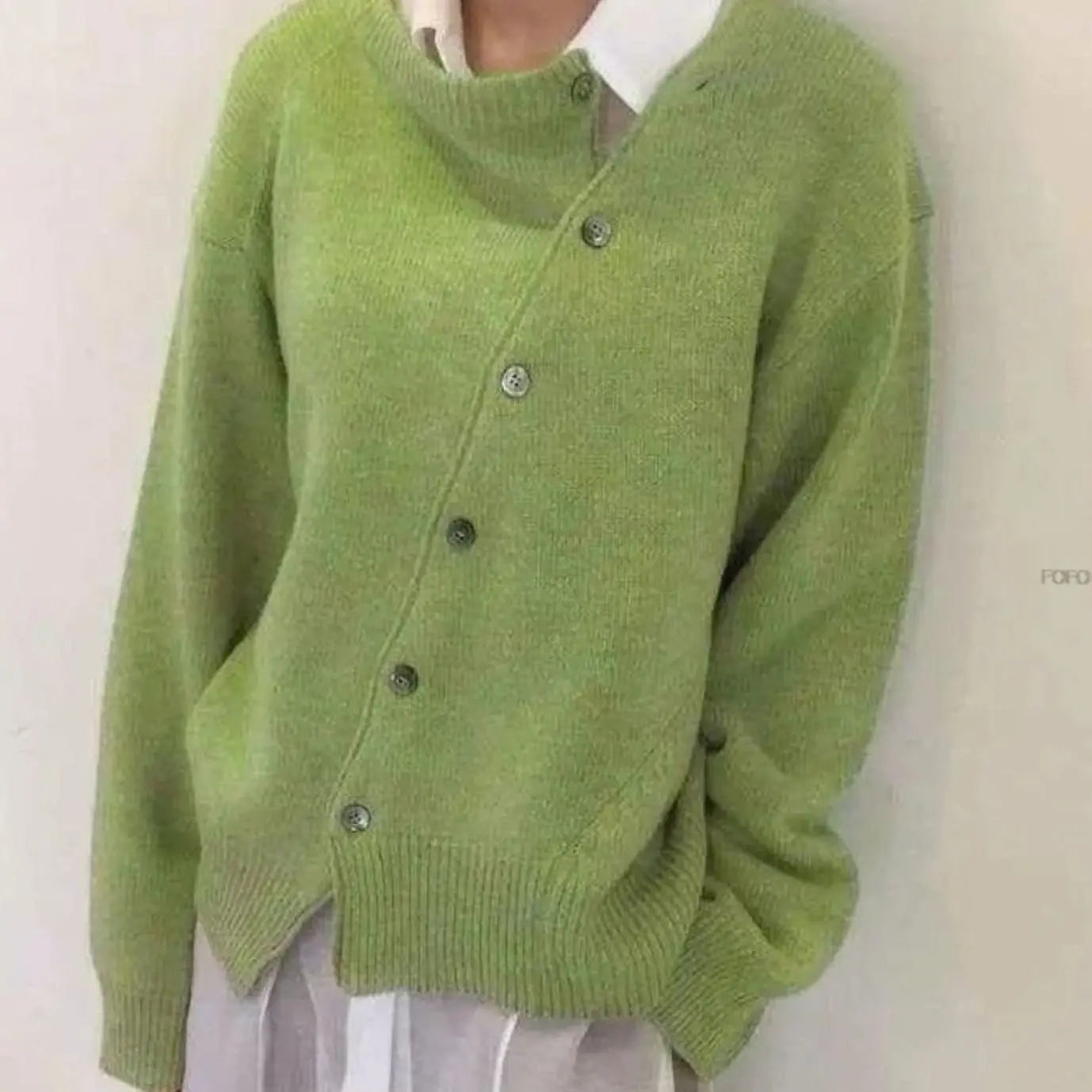 Women's Oversized Chunky Knit Cardigan Button-Front Ribbed Jumper