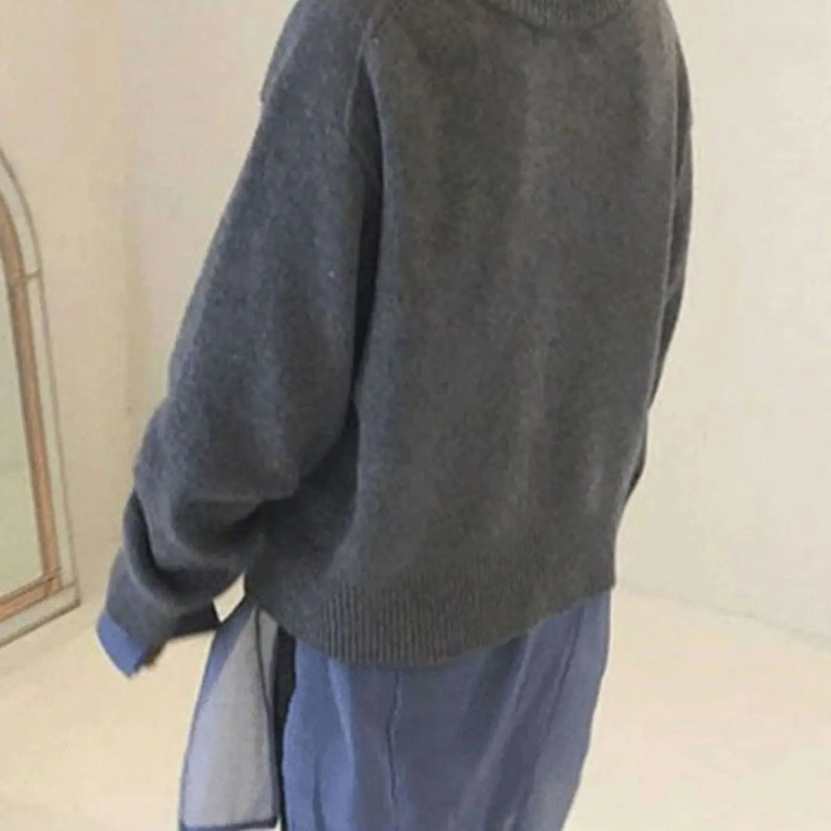 Women's Oversized Chunky Knit Cardigan Button-Front Ribbed Jumper