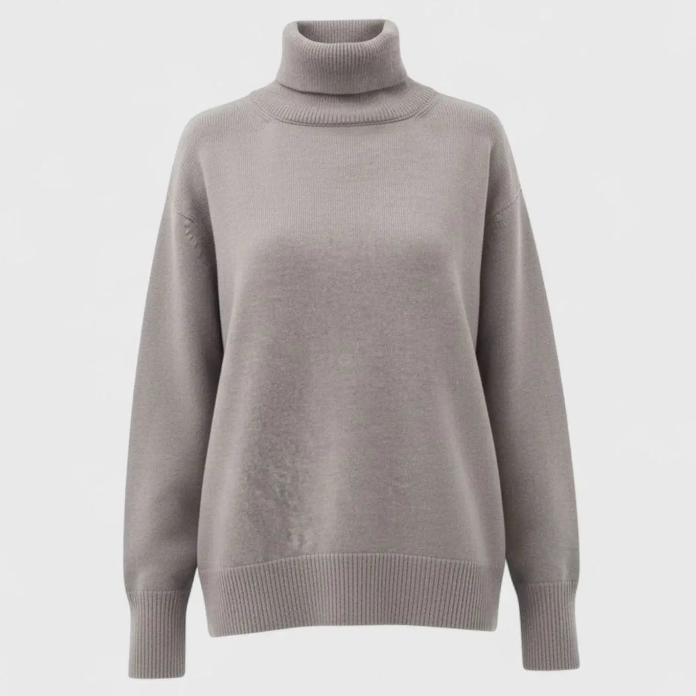 Women's Oversized Chunky Turtleneck Knit Sweater - Grey