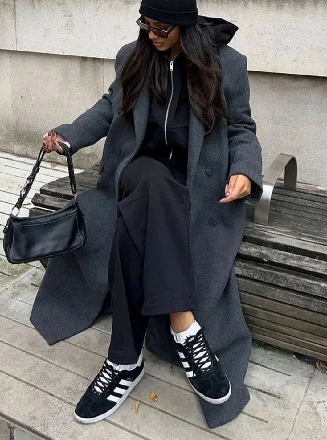 Women's Oversized Double-Breasted Longline Wool Coat