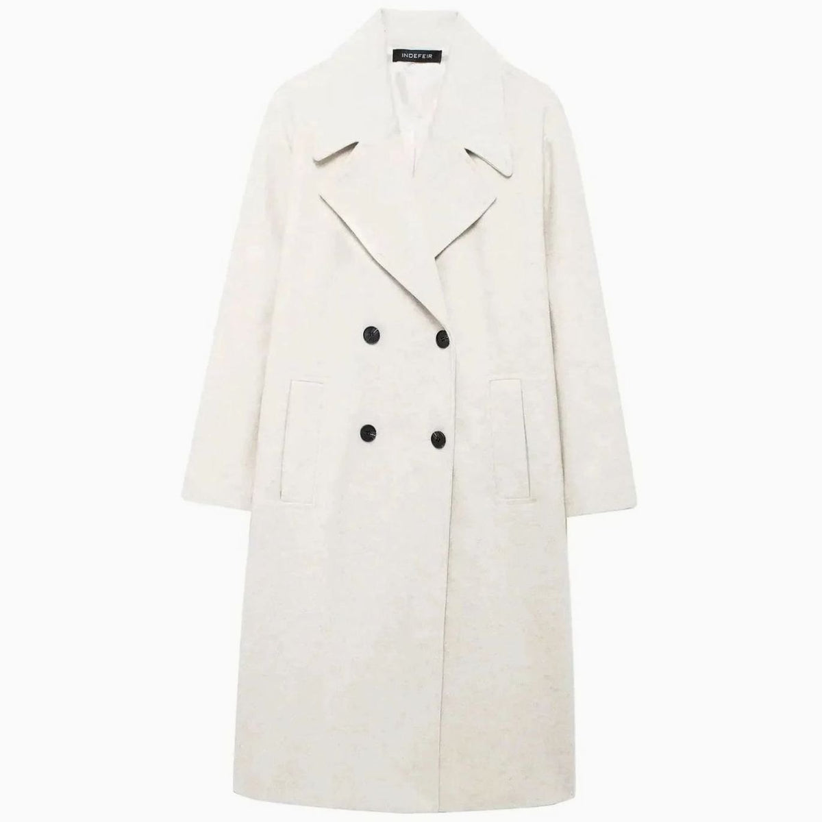 Women's Oversized Double-Breasted Longline Wool Coat - Light Brown