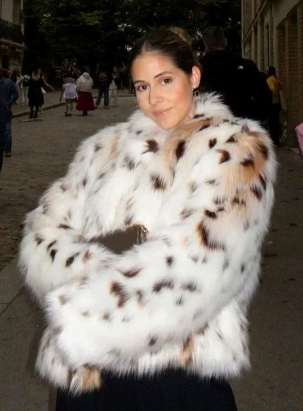 Women's Oversized Faux Fur Animal Print Short Coat