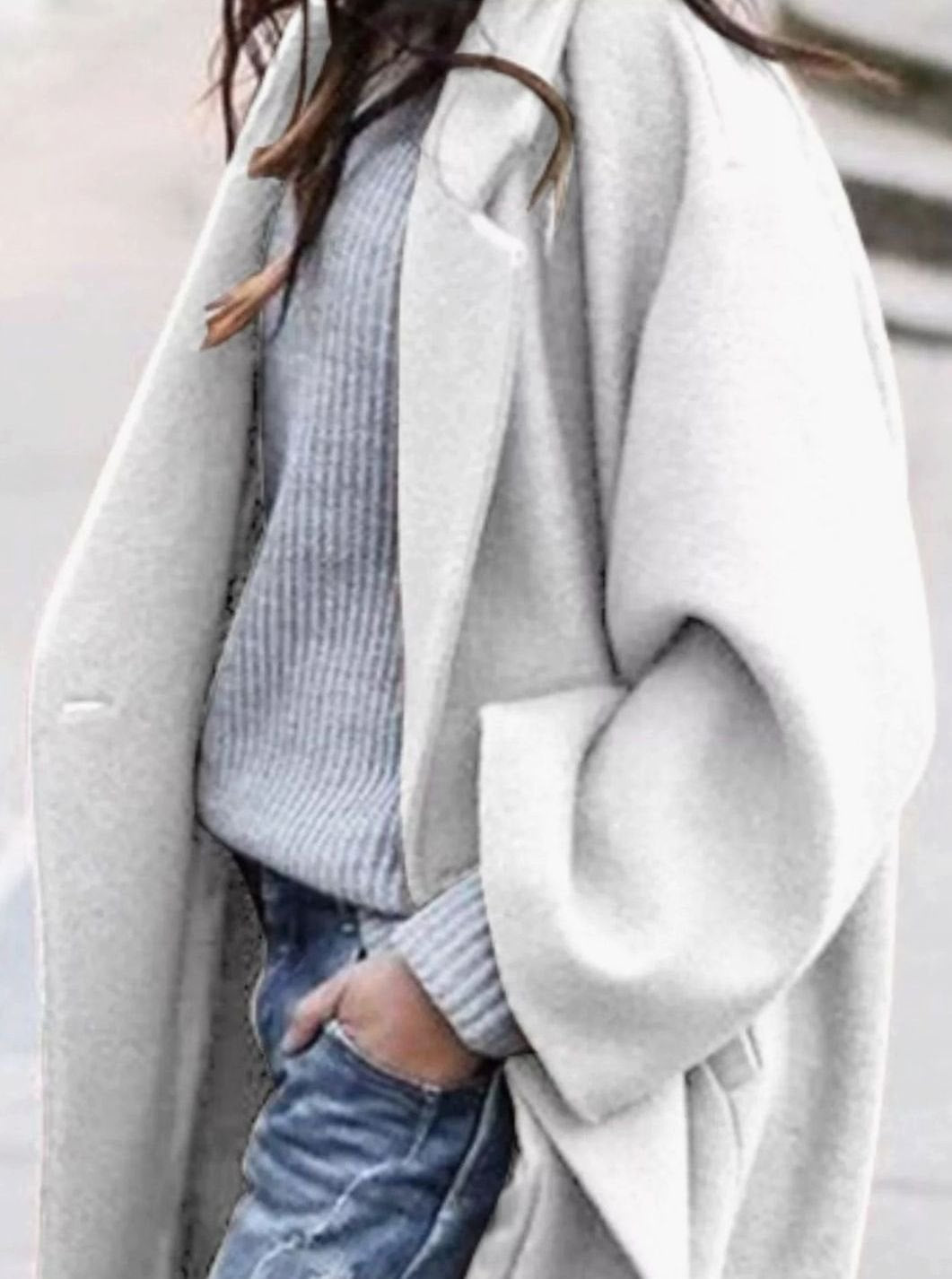 Women's Oversized Long Wool Coat Single-Breasted Winter Coat