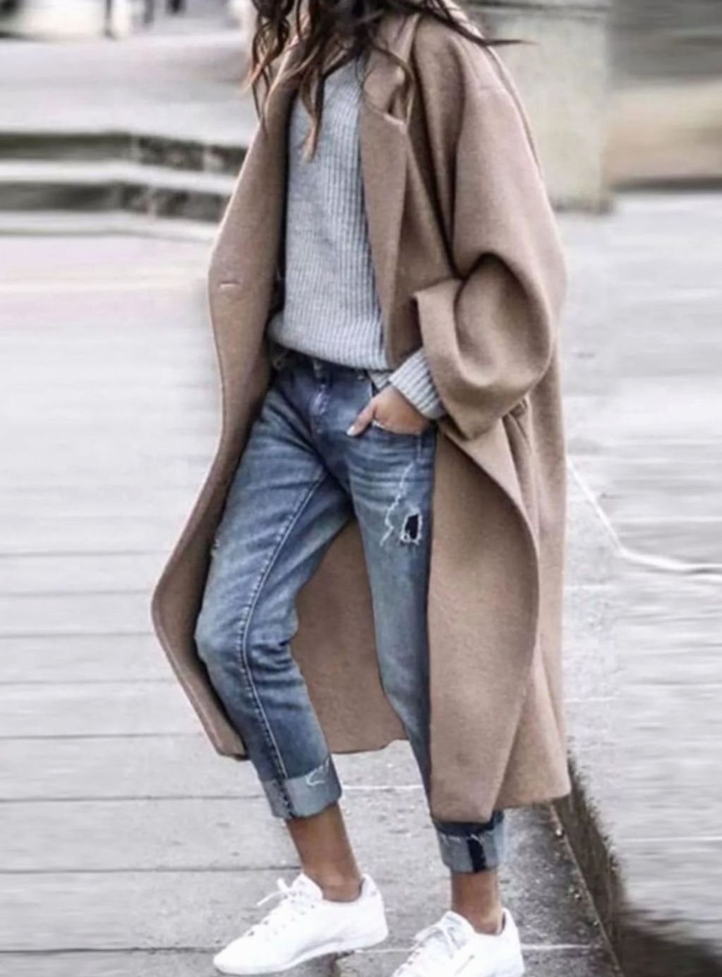 Women's Oversized Long Wool Coat Single-Breasted Winter Coat