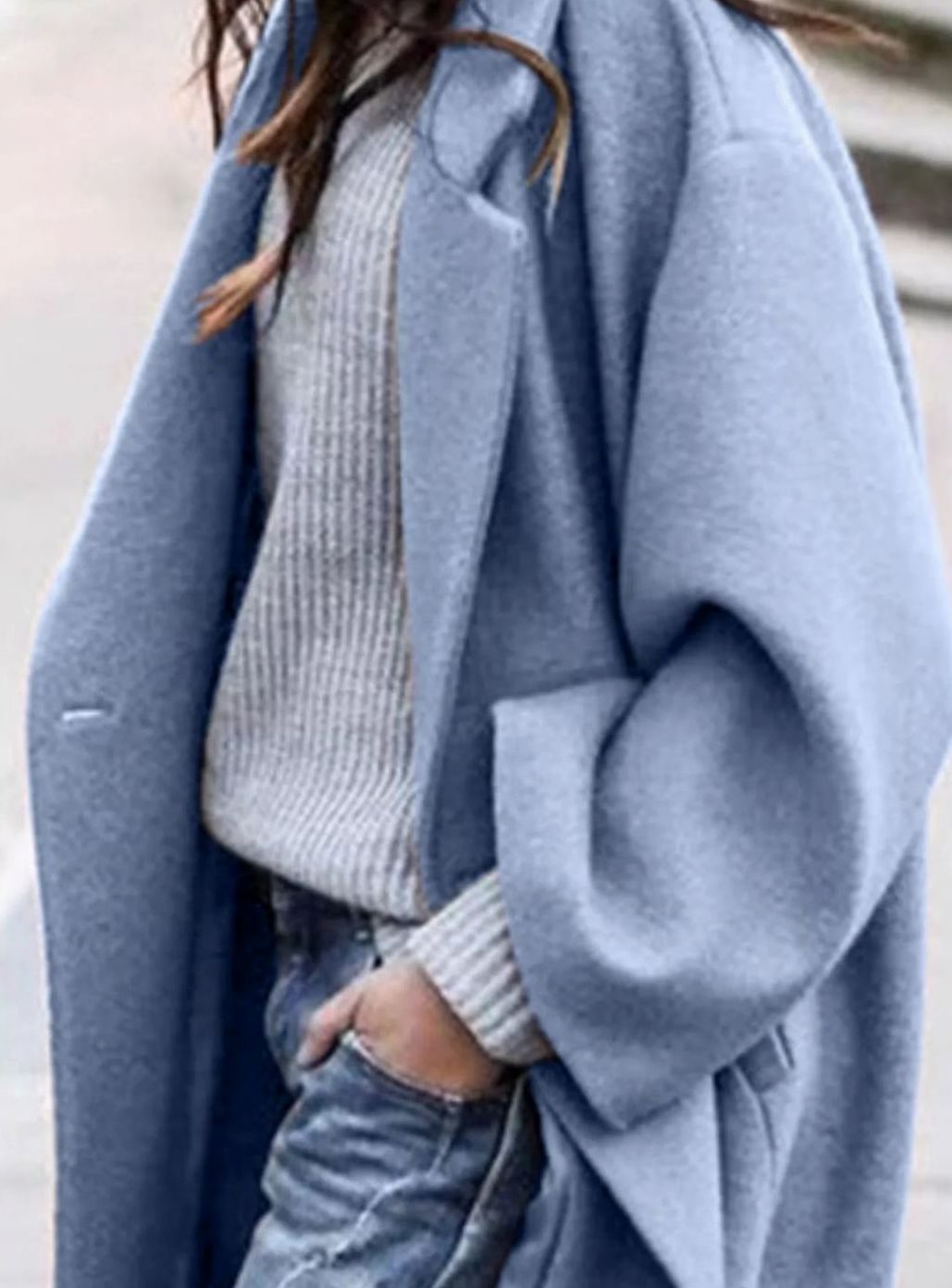 Women's Oversized Long Wool Coat Single-Breasted Winter Coat