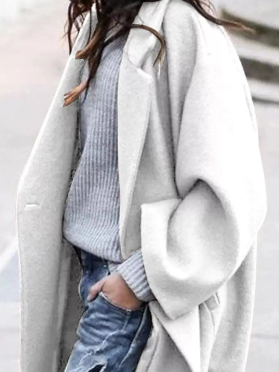Women's Oversized Long Wool-Look Winter Coat Jacket