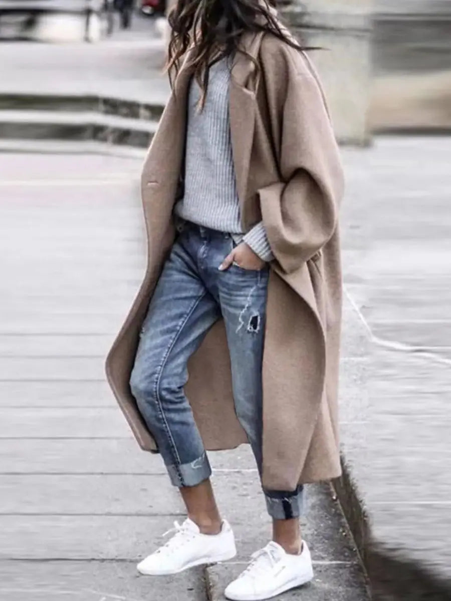 Women's Oversized Long Wool-Look Winter Coat Jacket