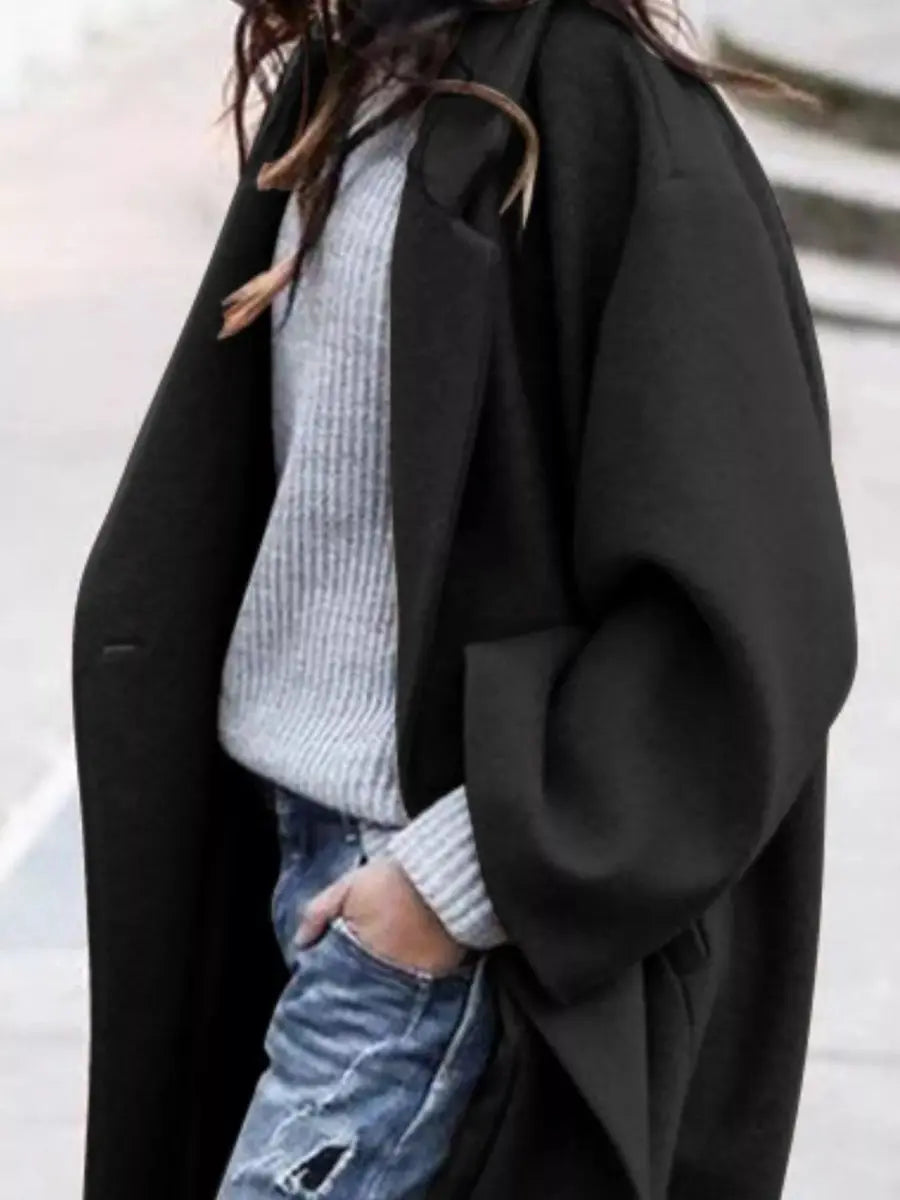 Women's Oversized Long Wool-Look Winter Coat Jacket